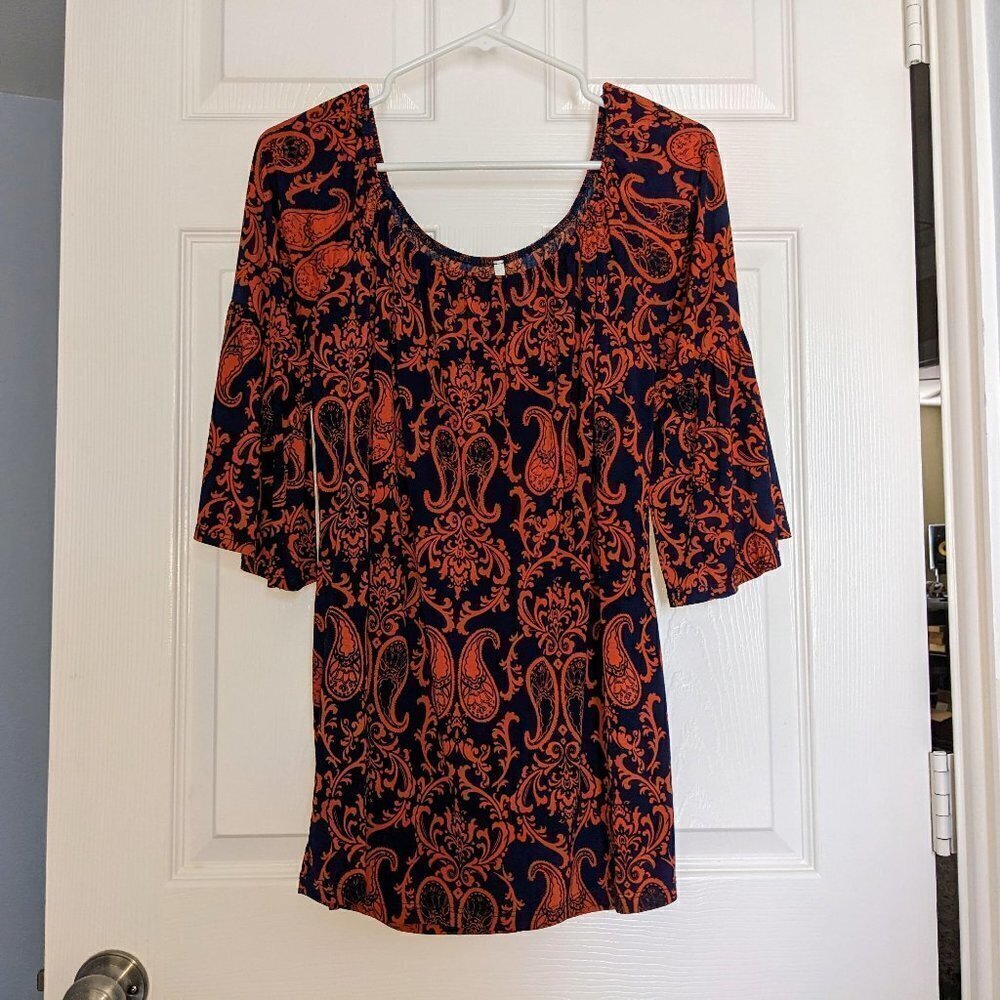 Paisley Tunic With Bell Sleeves